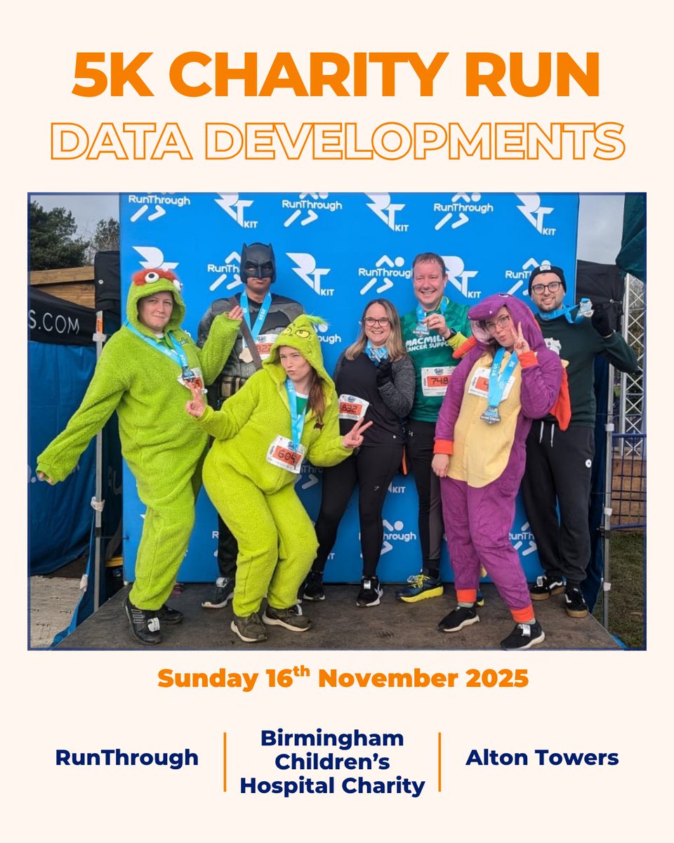data_dev's tweet image. The countdown is on!

📍Alton Towers 5K Charity Run
📅Sunday 16th November
💙Raising funds and awareness for @Bham_Childrens 

If you’d like to support us, you can donate here: tinyurl.com/3neunush

Good luck to everyone taking part!

#TeamBCH #altontowers #5krun #charity