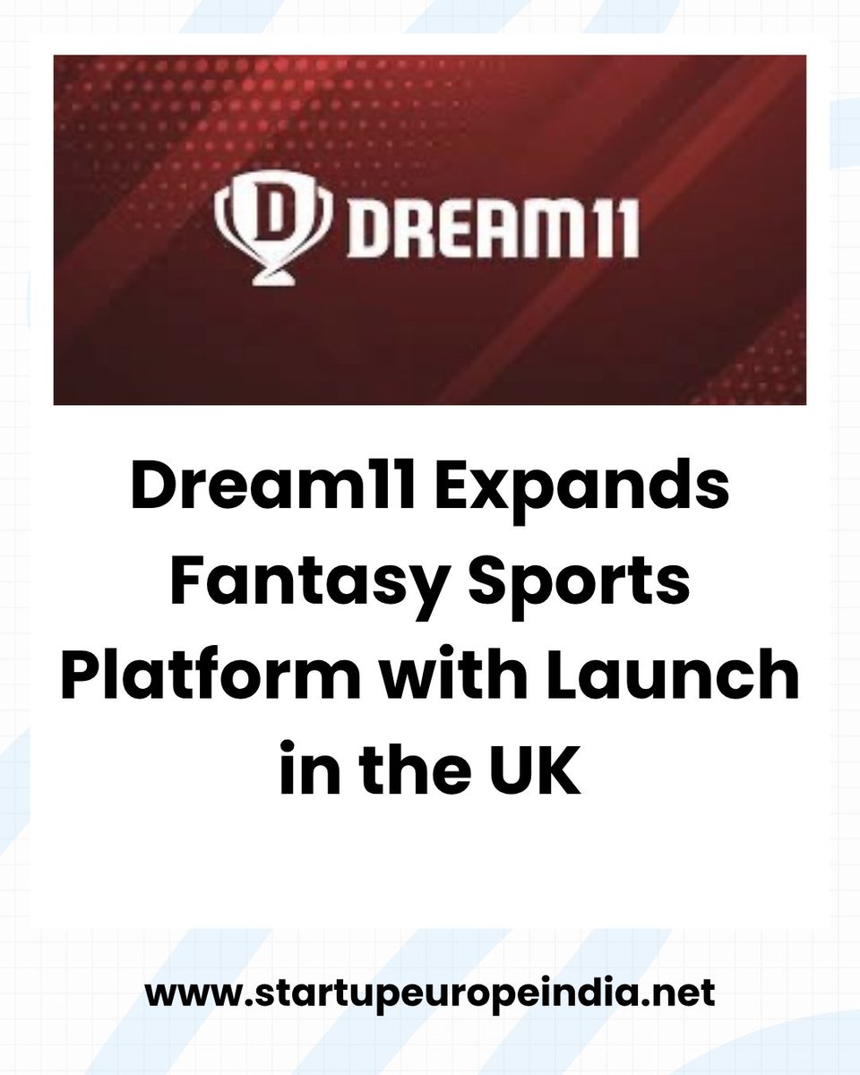 Dream11 Expands Fantasy Sports Platform with Launch in the UK.
app.startupeuropeindia.net/feed/dream11-e…

#india #uk <a href="/Dream11/">Dream11</a> <a href="/harshjain85/">Harsh Jain</a> <a href="/bhavitsheth/">Bhavit Sheth</a>