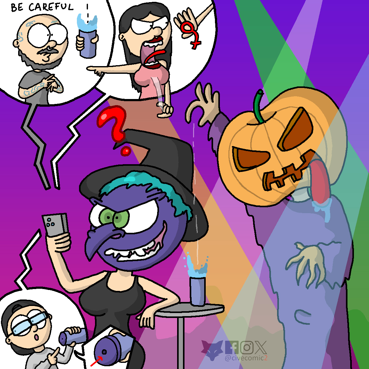 civecomic2's tweet photo. After the Halloween party, many deaf people complained that pills had been secretly mixed into their drinks. One man wanted to attract attention, but instead was accused of taking advantage of a woman in an inappropriate manner. https://t.co/f5C1DZSB4X
