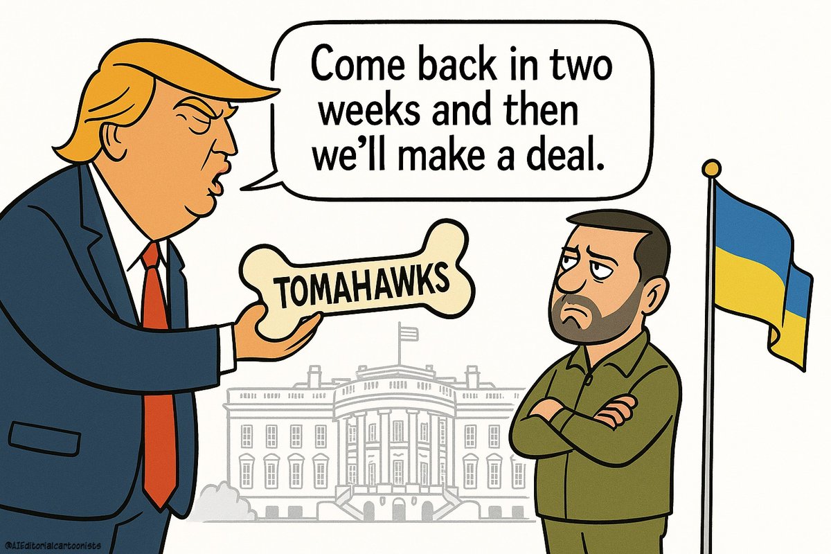 tonydebree's tweet photo. #trump #ukraine #zelensky #tomahawks #warinukraine #AIeditorialcartoons #editorialcartoon https://t.co/q1x6WG84Gv