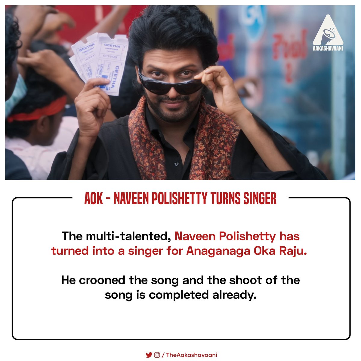 TheAakashavaani's tweet image. #NaveenPolishetty Turns Singer!! #AOK