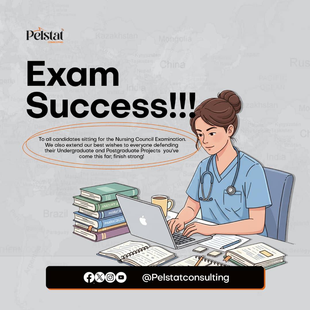 Pelstat_consult's tweet photo. The long nights, countless pages, and endless revisions have led to this moment.

As the Nursing Council Examination begins today, we at Pelstat Consulting are cheering for every candidate writing across the nation. Now go and conquer! 

#NurseLife #PelstatConsulting #ExamSuccess https://t.co/88daYuUCo8