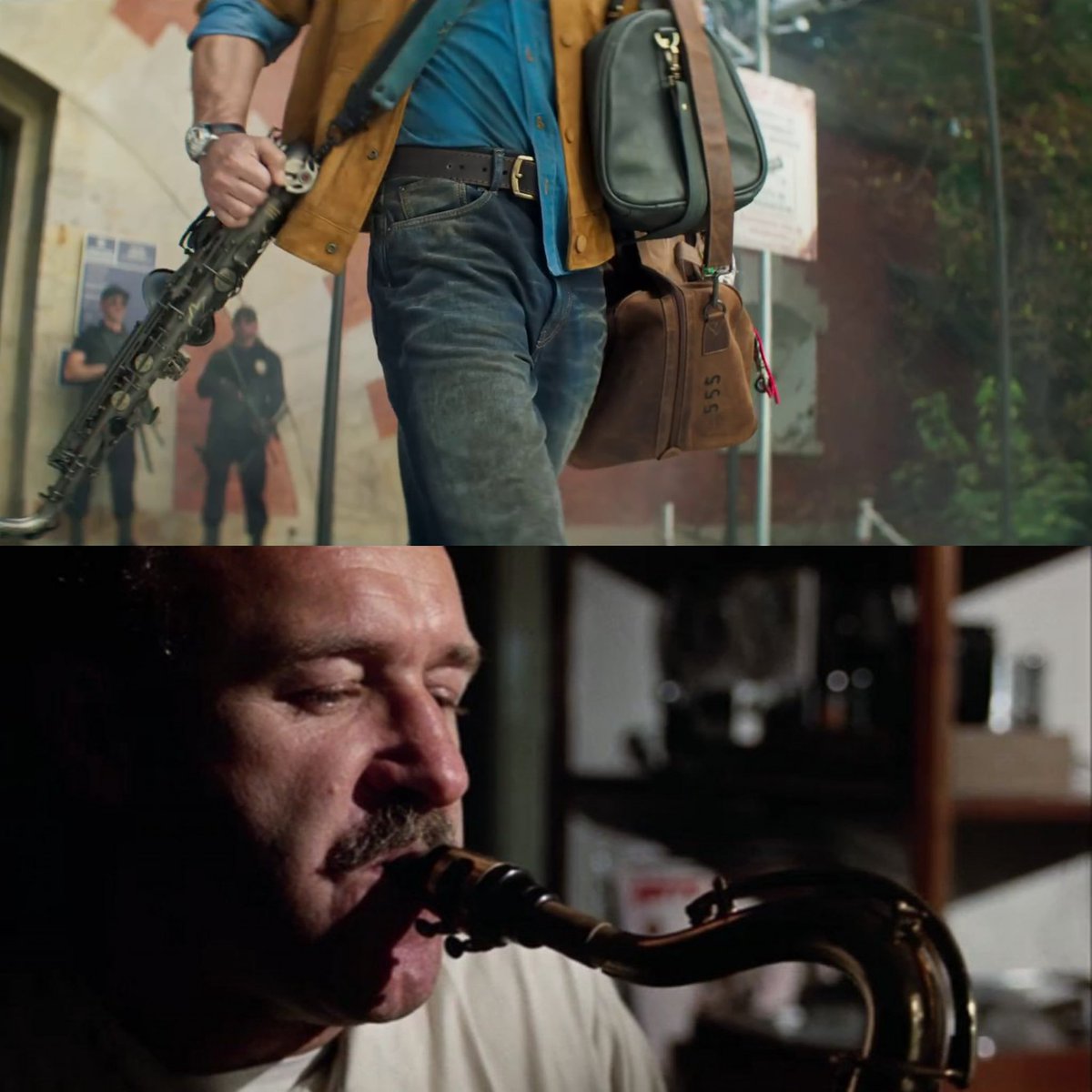 thefilmykid's tweet image. this shot in the king title reveal instantly reminded me of coppola’s the conversation, where gene hackman plays a surveillance expert for whom the saxophone becomes an extension of his solitude. it might be a tenuous connection, but i see what sid anand is cooking.