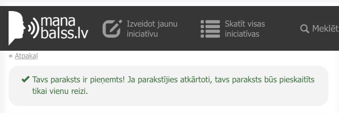 Vakar pamanīju, pāris uzsaukumus, ka nedrīkstot ticēt manabalss.lv norādīto parakstījušos skaitam, jo esot iespējams ar dažādām internetbankām parakstīties vairākas reizes un pat ar vienu un to pašu internetbanku to varot darīt vairākas reizes.

Tad nu šodien