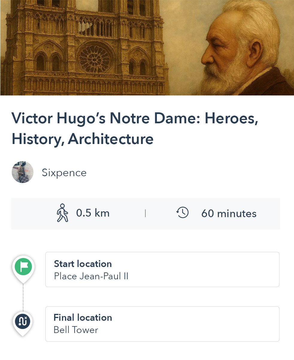 MyVoiceMap's tweet image. How did #VictorHugo&apos;s novel about #NotreDame save a crumbling cathedral from demolition? ⛪

Tour guides aren&apos;t allowed inside the cathedral, but VoiceMap is the perfect way to experience Hugo&apos;s Notre-Dame with a storyteller in your ear. 

🔗voicemap.me/hunchback

#Paris #Tour