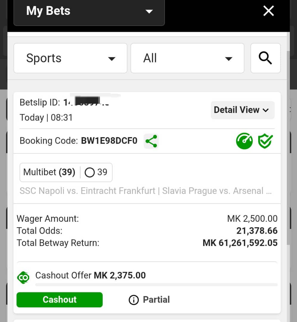 Mangwecha's tweet photo. BW1E98DCF0>>21,000 odds🎯
BW1E973621>>4,000 odds🎯
Projects staring today
@BetwayMalawi 
Odds worth cashing out📌
#REPOST https://t.co/pdEOfo1D5f