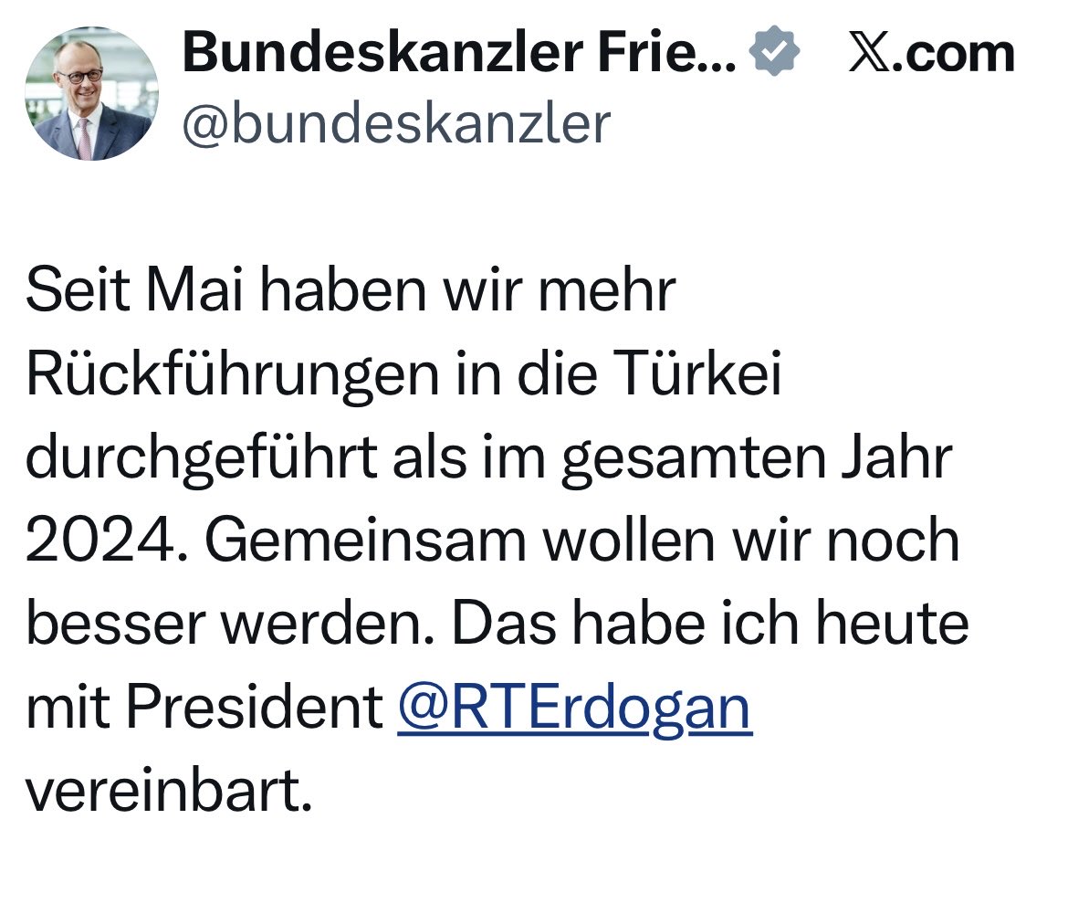 Stellt euch vor, wir hätten einen BK, der stolz verkündet: 

„Seit Mai haben wir mehr Lehrer und Pflegepersonal eingestellt, mehr Wohnraum geschaffen, mehr Bäume gepflanzt, mehr Tierleid beendet als im gesamten Jahr 2024. Gemeinsam wollen wir noch besser werden.“

Ein Träumchen.
