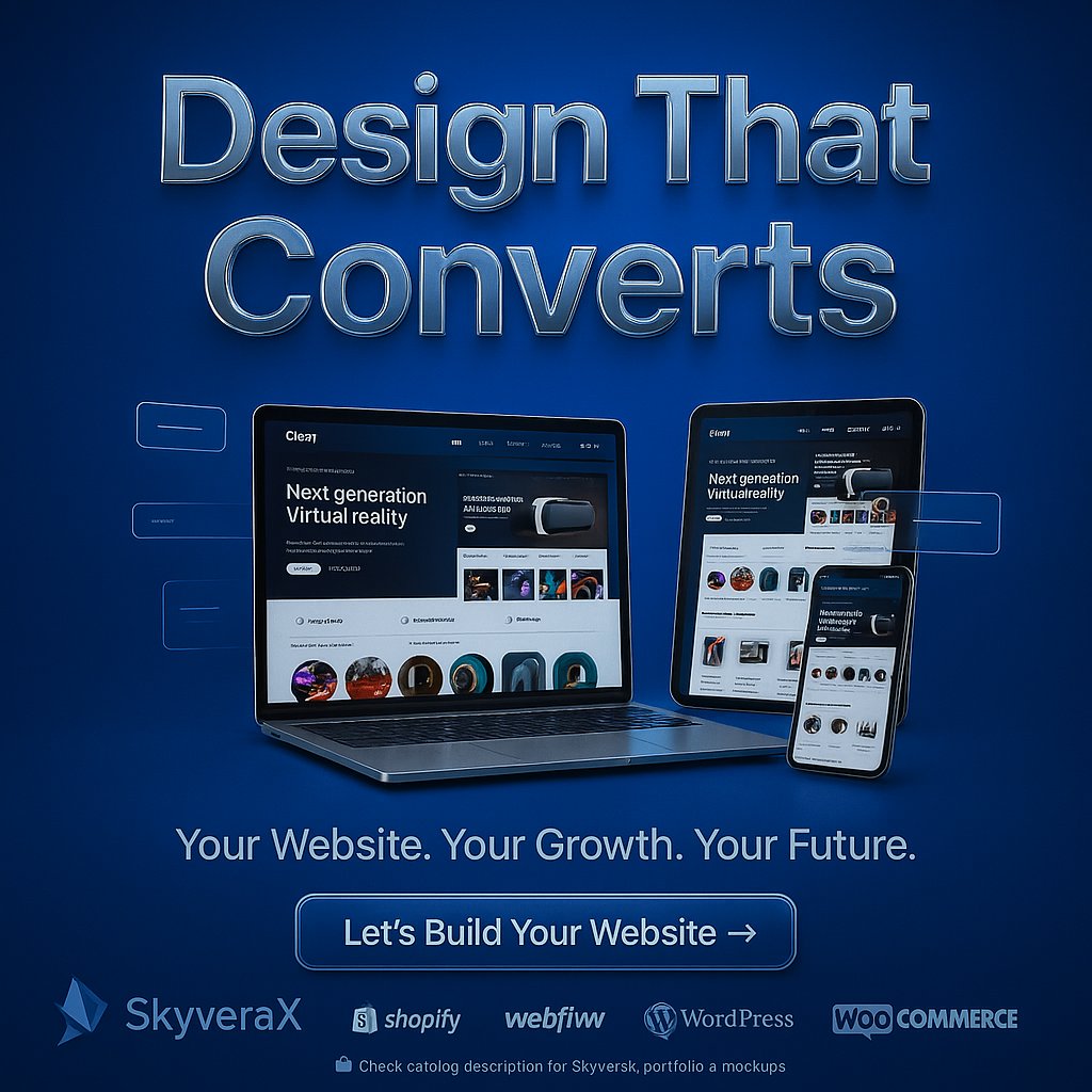 skyverax_tech's tweet image. Good Design Attracts Eyes. Great Design Converts Them. 💡
Most brands stop at “pretty.” We design with purpose — to convert, connect, and close.
Because visuals don’t just tell stories — they drive sales. 
@Shopify  #DesignThatConverts  #SkyveraX