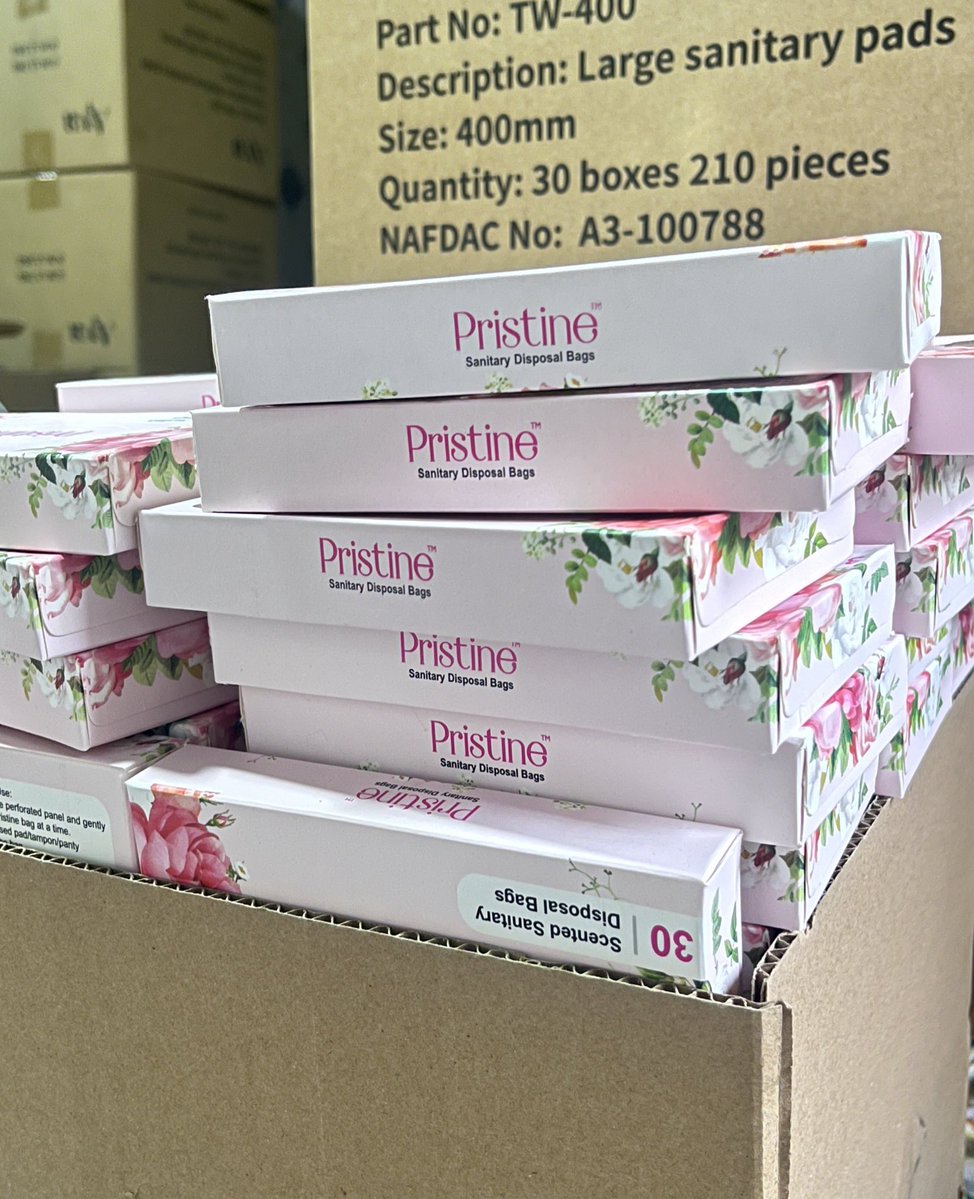 houseofneeyo's tweet image. Aya sanitary pads are soft, absorbent &amp;amp; gentle on the skin paired with hygienic disposal packs that make cleanup easy and odor-free. 🌸
Because your comfort and dignity come first. 💫

1300 naira per box 
Medium (24 boxes) Carton 🏷️ 31,000 naira.
Large (30 boxes) Carton 🏷️ 39,000…