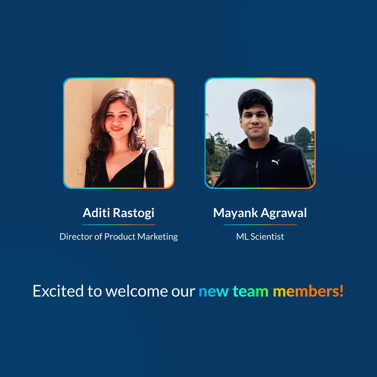 Proud to welcome our newest colleagues to Prezent. 
We're thrilled to have you on board. 🚀

Aditi Rastogi Mayank Agrawal