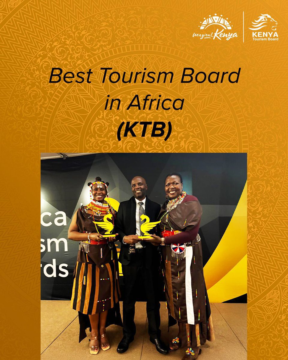 magicalkenya's tweet photo. We are honoured to announce that Kenya Tourism Board has been awarded Best Tourism Board in Africa at the Africa Tourism Awards 2025, held in London.

The recognition underscores Kenya’s continued leadership in sustainable tourism, destination branding, and authentic African experiences.

In addition, the world-renowned Maasai Mara National Reserve was named Best Safari Destination in Africa.

Kenya continues to inspire the world to explore, connect, and experience Africa’s beauty — because this is the real deal. 🌍🇰🇪

#MagicalKenya #TourismAwards #SustainableTourism #BestInAfrica #TembeaKenya