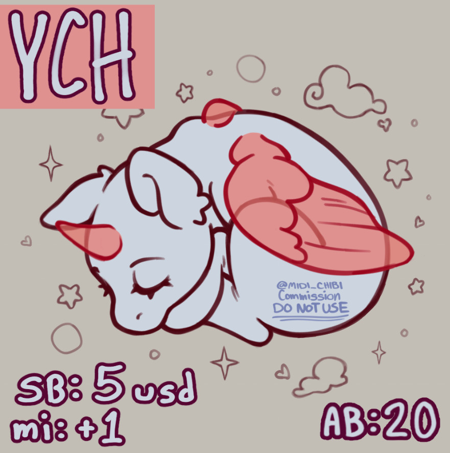 midi_chibi's tweet photo. ☁️ Sleeping Pony YCH ☁️  
Auctioning a slot in YCHcommishes!   
SB: 5 usd  (Lined + Flat colors)
AB: 20 usd (+ Shading)

Payment through Cashapp, Paypal or Venmo 
🔗https://t.co/Vl716HKlzx
 #mlp #ychcommission #ychauction #ponyych #ych https://t.co/rp7sfa05Eq