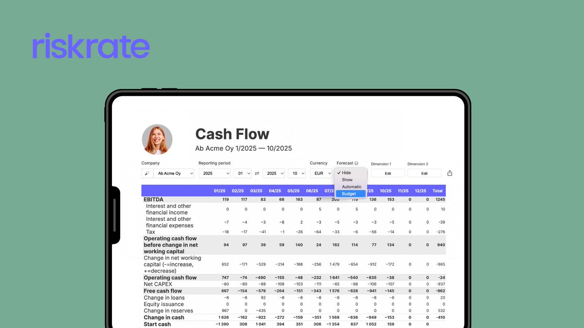 Tired of wrestling with profit &amp; loss, balance sheets, and endless CAPEX and working capital calculations? Those days are now over! 🎉 Now you can just upload a general ledger to riskrate and run an accurate cash flow report with a click.→ riskrate.io