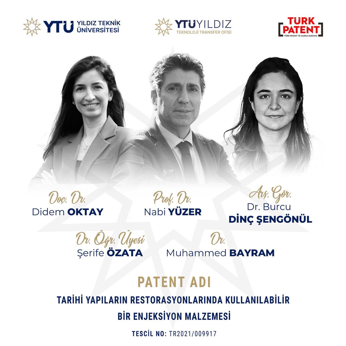 yildiztto's tweet photo. Patent Tescili! 🏆

Yıldız Teknik Üniversitesi akademisyenlerimizin buluşçusu olduğu patent, @TURKPATENT ve Marka Kurumu tarafından tescillendi!

Bu buluş sayesinde, tarihi yapıların onarım ve restorasyonunda özgün malzemelerine uygun özel bir enjeksiyon malzemesi kullanılarak yapılar daha sağlam ve uzun ömürlü hale geliyor.

Buluşçularımızı tebrik ediyor, başarılarının devamını diliyoruz! ✨

#YTÜ #YTÜYıldızTeknopark #TeknolojiTransferOfisi #Patent #İnovasyon