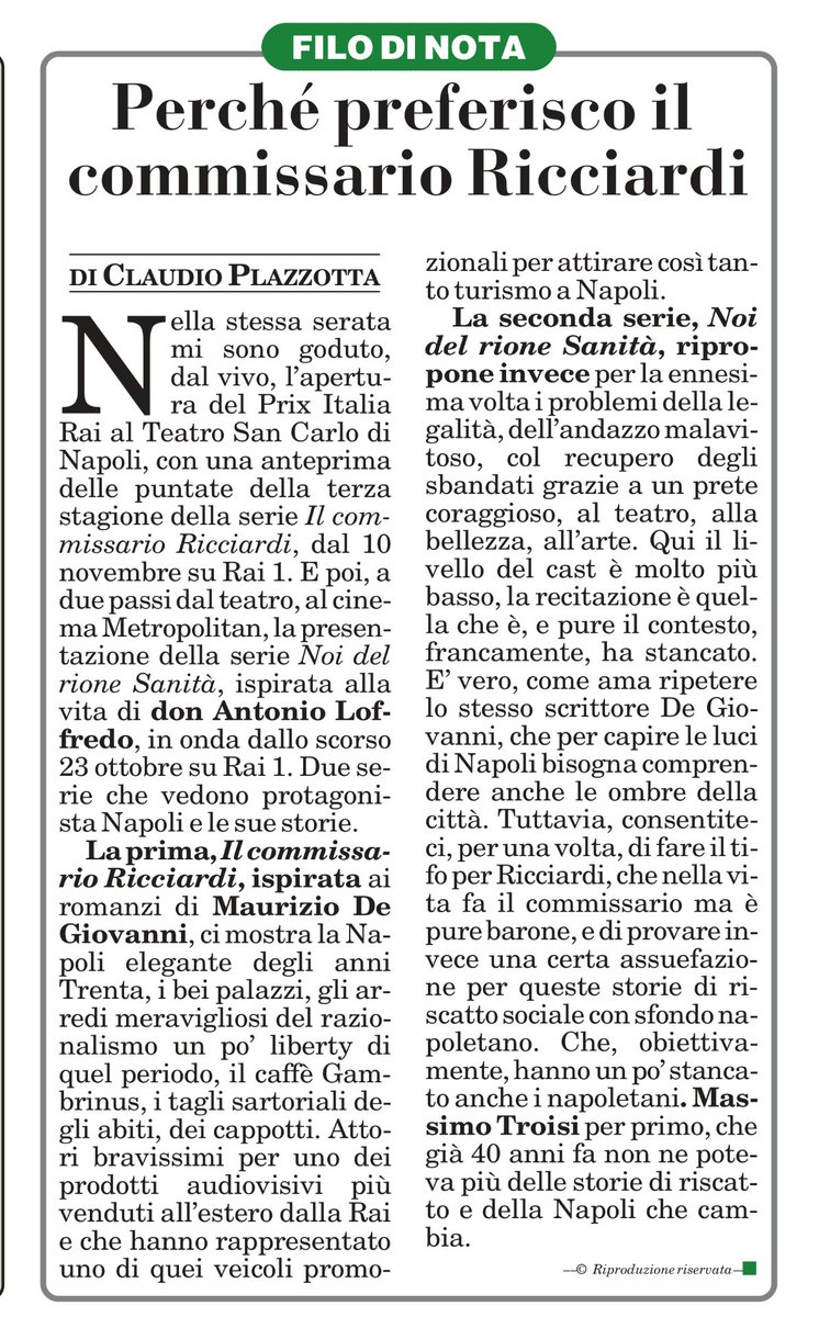 diegorosolino's tweet photo. L’articolo di @Claplaz su #italiaoggi mi ha fatto riflettere, è vero che hanno stancato queste storie napoletane, però Hollywood ha scritto le più belle pagine del cinema con le storie di quartiere e dei ragazzi, il cambiamento nel rione sanità per me ha significato tantissimo https://t.co/mTu8orqb9F
