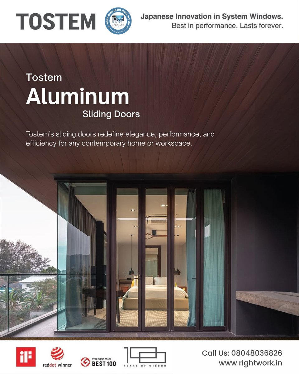 RightWorkDecor's tweet image. Aluminium Sliding Doors for Modern Homes - Available at Right Work Decor, Bangalore
Discover the future of living with TOSTEM’s exquisite collection of aluminium sliding doors, proudly curated and installed by Right Work Decor, Bangalore’s trusted authorised partner. 

#TOSTEM