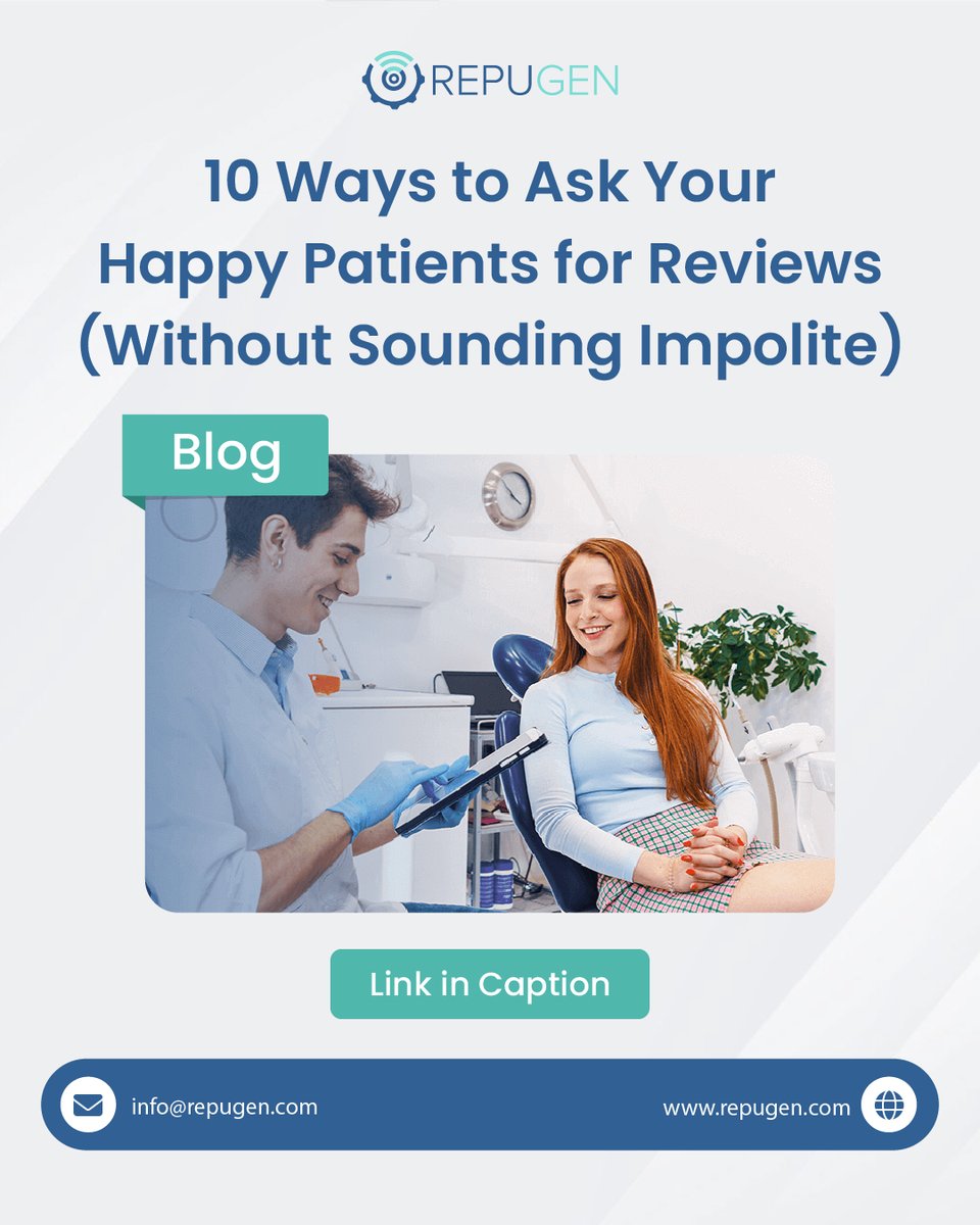 RepuGen_'s tweet image. Your happiest patients want to help, but need a gentle nudge. 💬 Learn 10 polite, effective ways to collect reviews that grow trust &amp;amp; credibility.
Check it out 👇

repugen.com/blog/how-to-as…

#ReputationManagement #HealthcareMarketing  #OnlineReputation #DigitalHealth #RepuGen