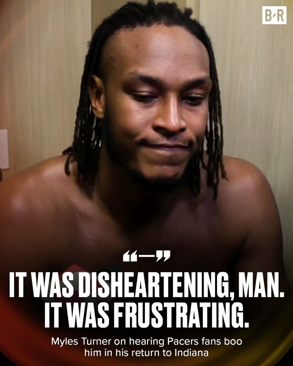 BleacherReport's tweet photo. Myles Turner was hurt by the boos in his return to Indy 💔 https://t.co/MXcnKxlRhC