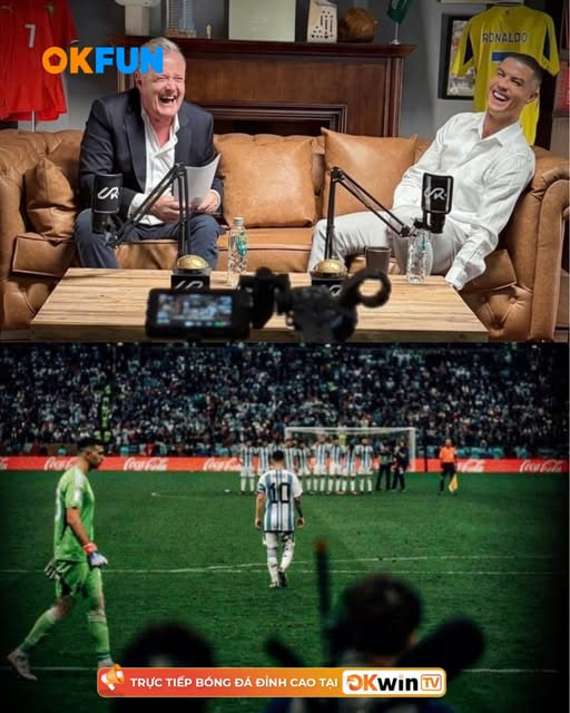 OKwinTVsport's tweet photo. Ronaldo: “Messi better than me? I don’t think so.” — fearless, proud, and forever the symbol of greatness. 👑🔥
#OKwinTV #OKFun #OKFunTV https://t.co/TRvJWFYSC5