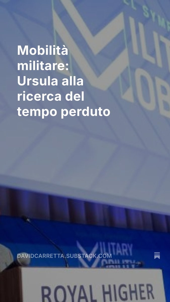 Il Mattinale Europeo è online. 

L’analisi del giorno di <a href="/CSpillmann/">Christian Spillmann</a>: “Mobilità militare: Ursula alla ricerca del tempo perduto”

Nelle brevi: altro rinvio sulle riforme per l’allargamento, il contro-rapporto sullo Stato di diritto (occhio all’Italia) 👇

davidcarretta.substack.com/p/mobilita-mil…