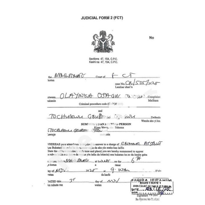 🚨 Abuja Court reportedly summons Odumodublvck over alleged clash with Chocolate City executive.