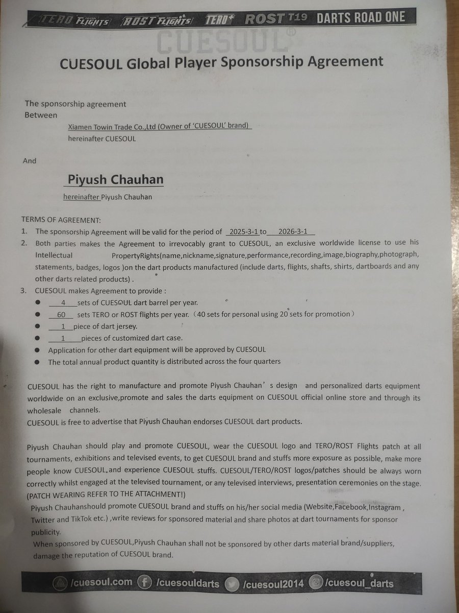 FinisherPiyush's tweet photo. @AIASCTDelhi (885609505423)Shipment hold by Delhi Customs. It's sponsor shipment from Cuesoul Company from China.I am Piyush Chauhan Darts Player from Surat Gujarat. Sponsorship agreement is attached. No payment proof, because i didn't pay,It's free sponsored shipment. https://t.co/2zykh8SgLu