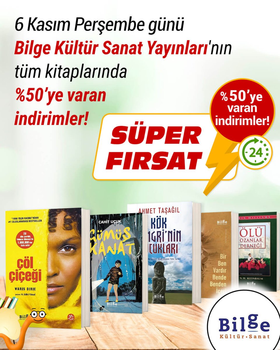 🛍 Sepetleri Hazırlayın 🙌
📆 6 Kasım Perşembe günü Bilge Kültür Sanat’ın tüm kitaplarında %50’ye varan indirimler Kitapkurtlarını bekliyor 💥
bit.ly/3WAHRLX
#KitapYurdu #BilgeKültürSanat #KitapKurtları #