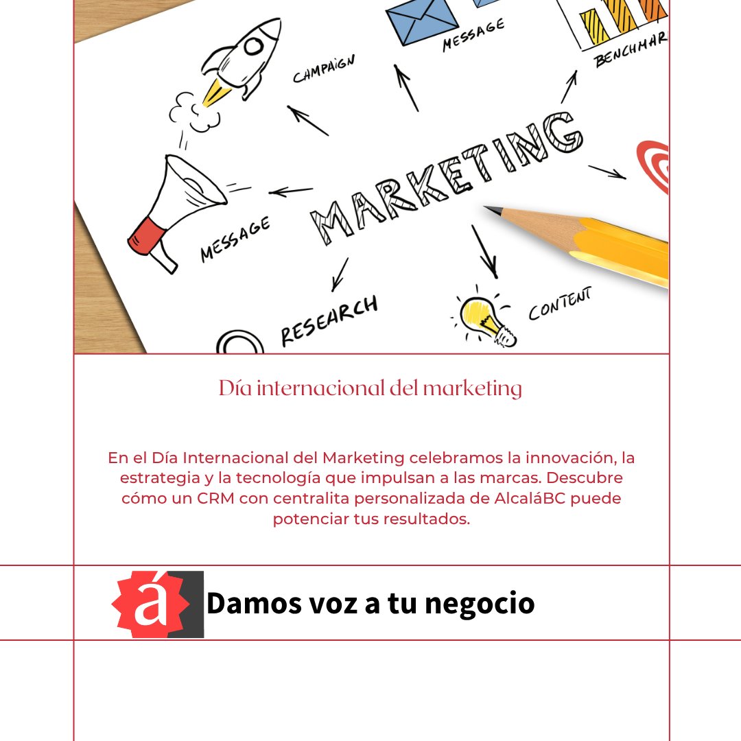 Celebra el Día Internacional del Marketing con innovación. Un CRM con centralita te da ventaja. Descúbrelo en AlcaláBC.

alcalabc.com/mt
info@alcalabc.com
911 77 32 40

#Alcalabc
#PodemosAyudarte
#DamosVozATuNegocio
#ContactCenter
#CallCenter
#Madrid
#CRM
#Centralita