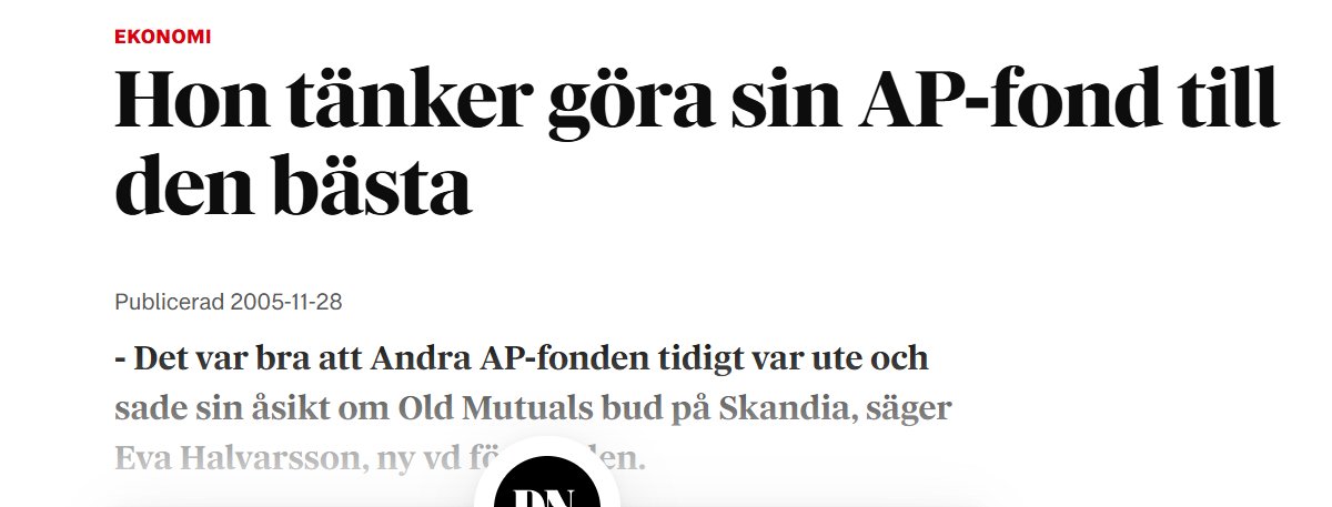 2005 sa hon detta, en bra ambition såklart men sen har alltså hon och #AP2 konstant i 20 år varit sämst istället. Varför har hon inte tagit konsekvenserna? Eller någon tvingat henne? Och nu verkar hon sköta sammanslagningen med en istället framgångsrik AP-fond superklumpigt...
