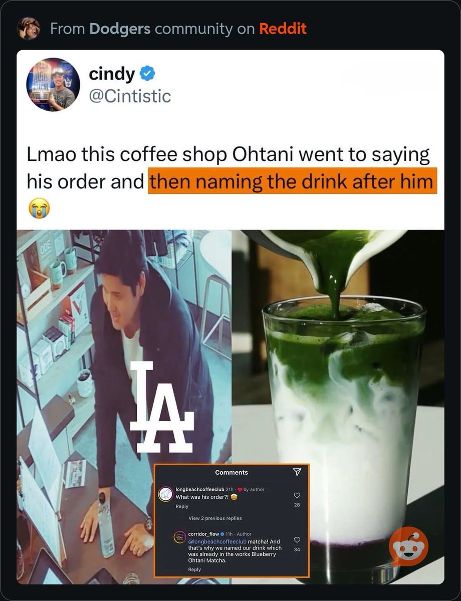 이 커피숍에
오타니가 이 음료 주문한 이후로
음료 이름을 "블루베리 오타니 말차"로 바꿨댘ㅋㅋㅋㅋ