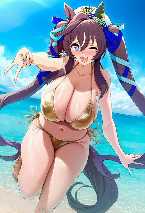 #AIイラスト #ウマ娘 金ビキニヴィブロス 続きはリプへ 