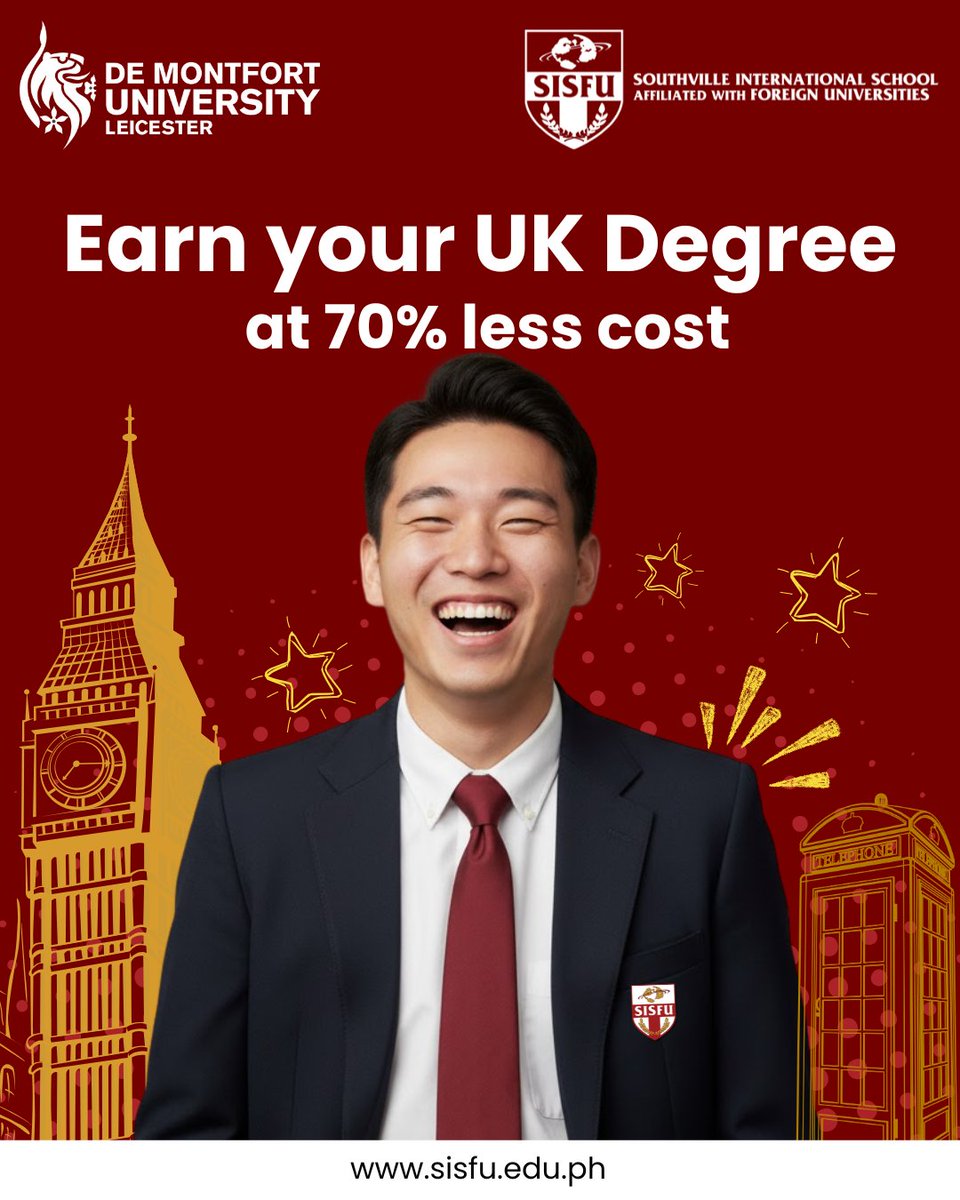 Why pay more when you can study smart?

Get the same UK degree from De Montfort University (DMU) — right here at SISFU.

British Degree. Local Cost. Global Future.

Talk to us: calendar.app.google/jvehdd8gtYzgfw…

#BeGlobalBeAmazingBeSISFU