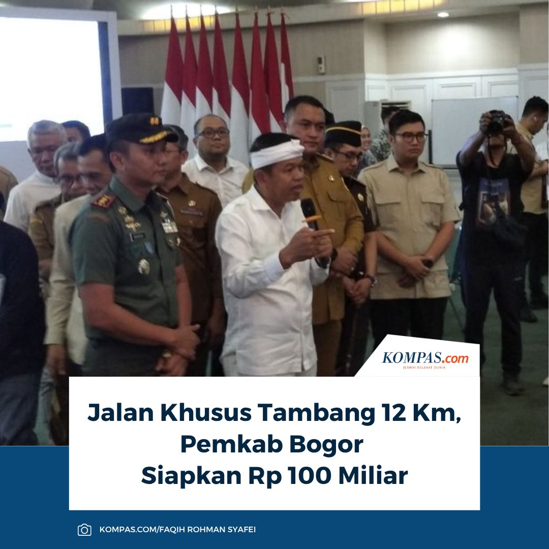 kompascom's tweet image. "Kami sudah mempersiapkan anggaran untuk pembebasan lahan jalan khusus angkutan barang dan tambang sekitar Rp 100 miliar dalam rancangan APBD 2026," ujar Bupati Bogor Rudy Susmanto.

👉🏻Baca selengkapnya bandung.kompas.com/read/2025/11/0… 

~AM #APBD #Bogor #KDM