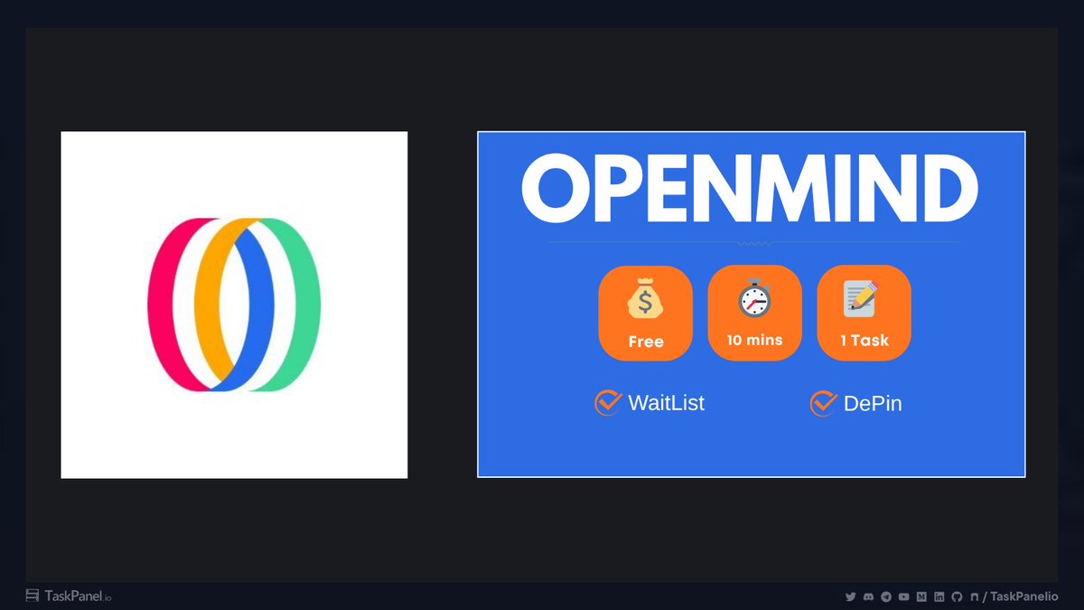 taskpanelio's tweet image. Openmind Airdrop Tasks 🪙

Openmind, a robotics AI project with $20M in funding, has launched its &quot;Season 1&quot; points program.

Start collecting points for the airdrop.

📝Tasks: Mint NFT, Mobile App, Discord Roles 
💰 Cost: Free (plus gas) 
⏱️ Duration: ~10 Mins + Daily Walk…