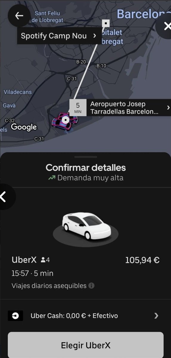 Este fin de semana Uber se estreno como "Partner de movilidad" del Barça multiplicando por tres la tarifa del taxi oficial, imaginad que pasarà cuando nos saquen de la ecuación #TaxiEnLucha