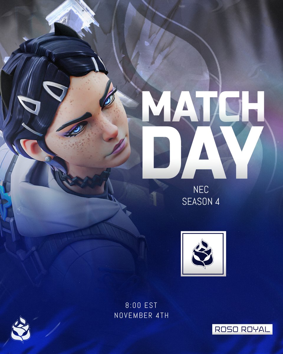 First game of the Season... Lets take the win!! 

ROSO Royal 👑 vs. TWICE 2X 

✿ <a href="/AlyxTGoose/">TGoose</a> 
✿ <a href="/Kozinfr/">Kozinfr</a> 
✿ <a href="/fake_valll/">fake</a> 
✿ <a href="/i1saiahh/">i1saiahh</a> 
✿ <a href="/Markelpants/">Markel</a> 

⏳ 8:00 PM EST
🏆 <a href="/nerve_esp/">Nerve Esports</a> - NEC Season 4!!    

#Valorant #Esports #MatchDay