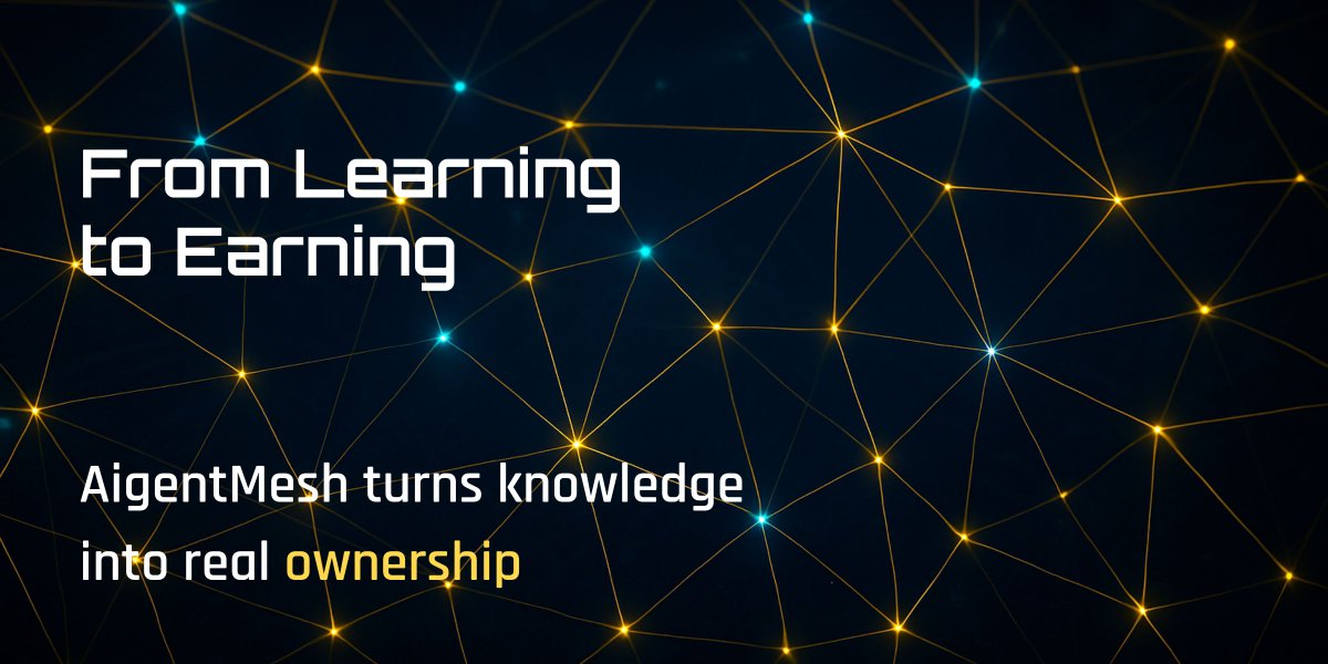 AigentMesh's tweet photo. How incentives turn learning into ownership.
In the new AI economy, knowledge isn’t consumed — it’s rewarded.
Learn. Contribute. Earn.
#aigentmesh #AIGN #LearnToEarn #DeAI #AIxWeb3 #Crypto
