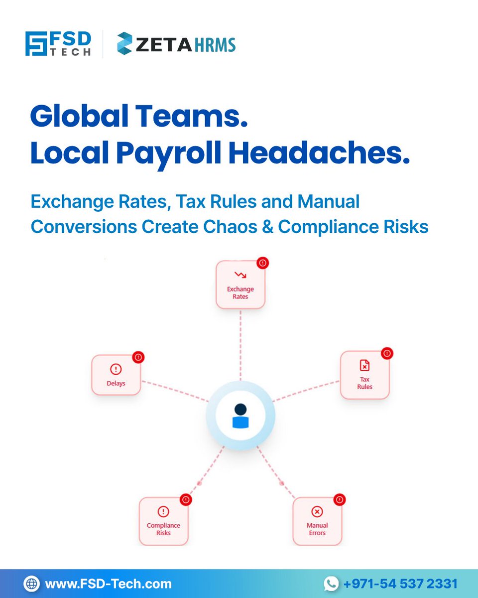 FsdTechnologies's tweet image. Running Payroll In Multiple Countries? 🌍
Let Zeta HRMS Handle Exchange Rates, Taxes &amp;amp; Compliance — All Automatically.

💸 One Platform For Global Payroll &amp;amp; Benefits.

📖 Read More: blogs.fsd-tech.com/multi-currency…

#ZetaHRMS #HRAutomation #Compliance #HRTech #PayrollManagement #FSDTech