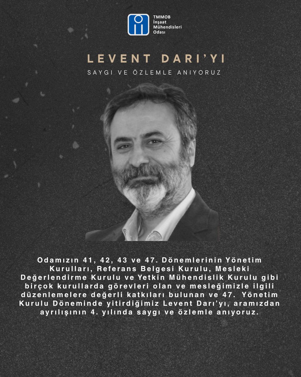 ⚫️Levent Darı'yı Aramızdan Ayrılışının 4. yılında Saygı ve Özlemle Anıyoruz...