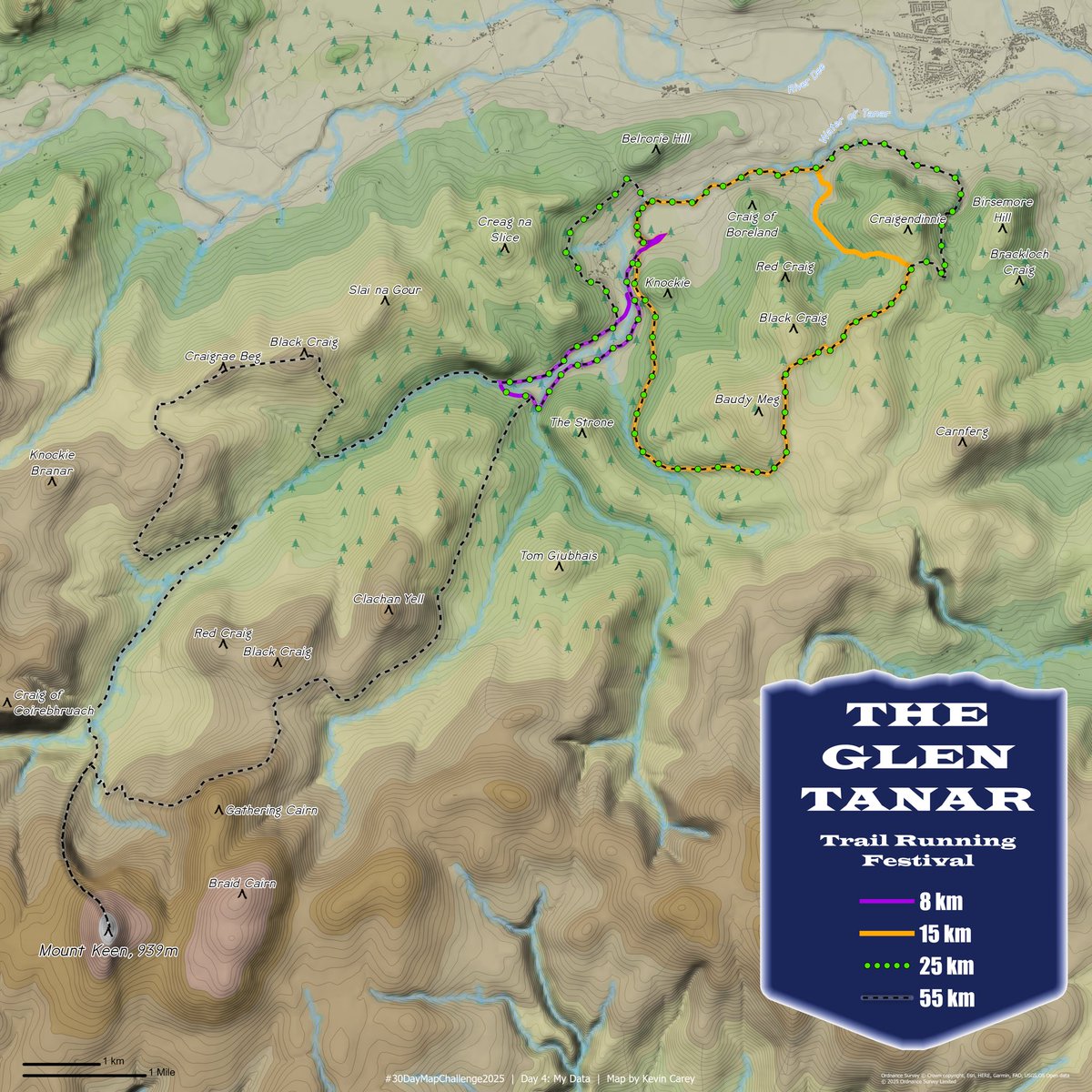 kevinca02369175's tweet image. Day 4: My Data - Back in July I completed the 8km route at the Glen Tanar Trail Running Festival 
#30DayMapChallenge #ArcGISPro #GlenTanar