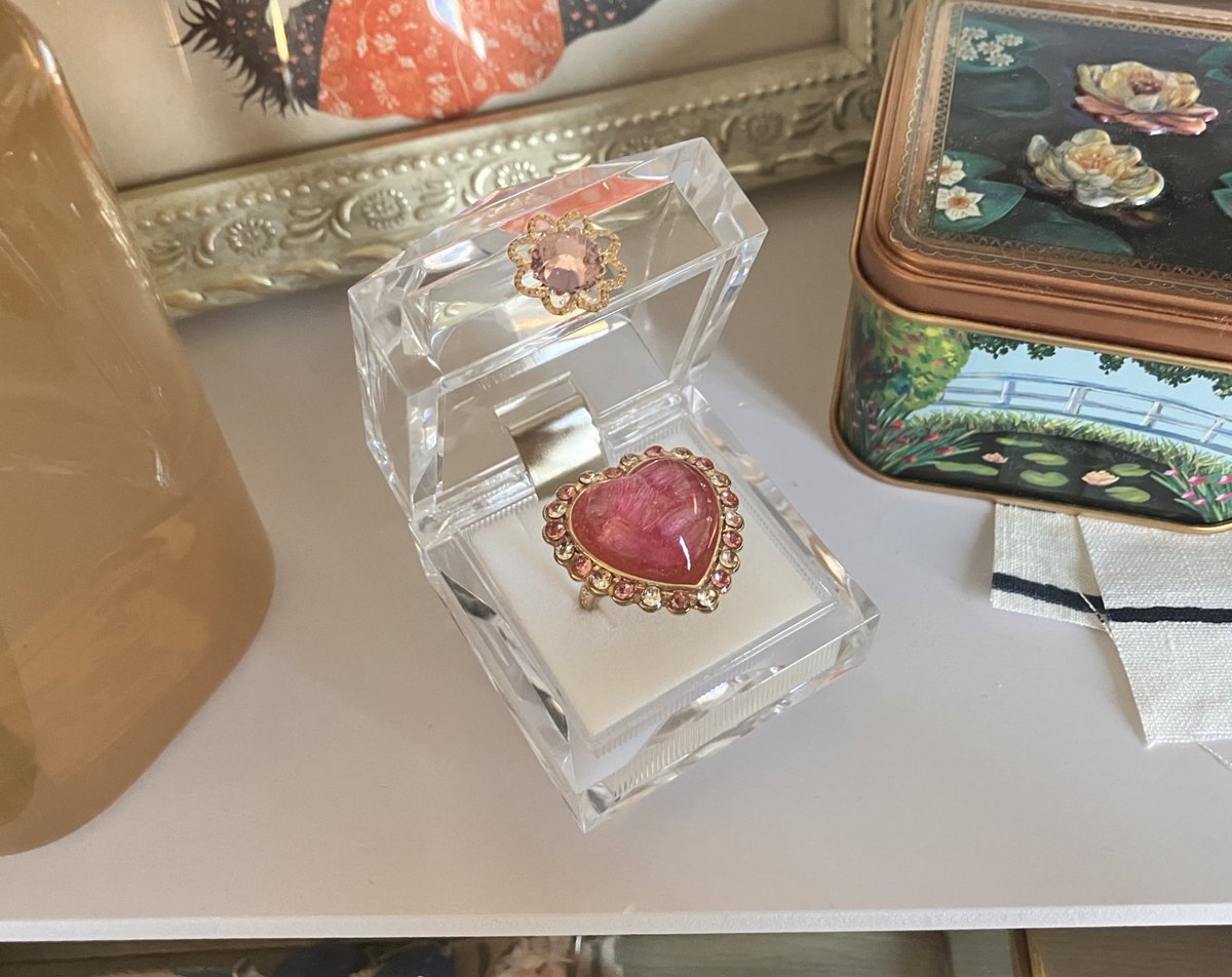 婚約指輪はたぶんほとんど着けないから、飾る用にデカくてギラギラしてプリキュアみたいな可愛いやつ買って💗💗💗の結果、これ⬇️