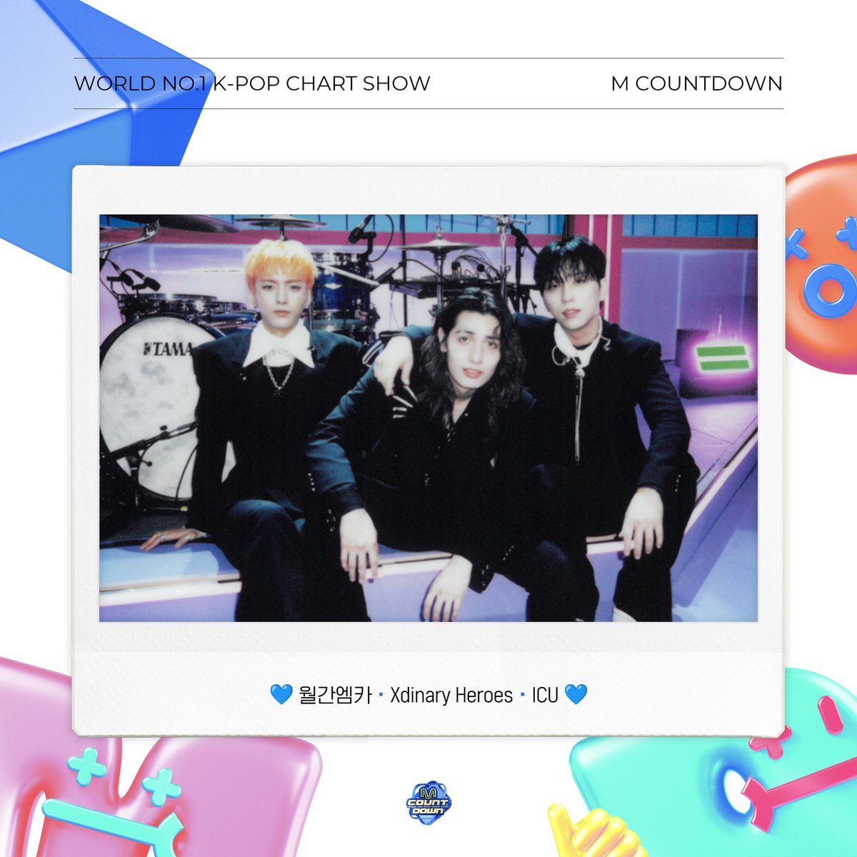 Mcountdown also uploaded photos of me, Ode, and Gunil hyung that were taken with a film camera when we performed there. We struck two poses that were very different from each other. In the first photo, we look like good kids, right?