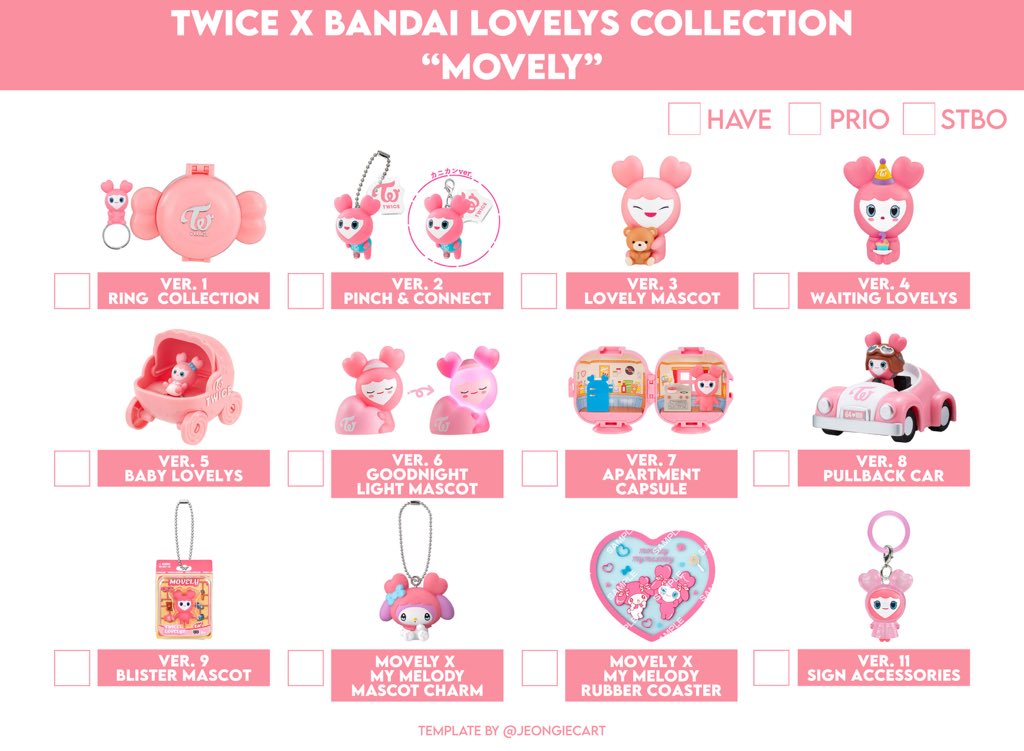 TWICE x BANDAI COMPLETE LOVELYS COLLECTION TEMPLATE ⤷ ゛movely