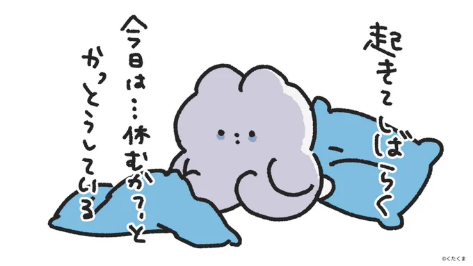 うっすら体調は悪いけど 休んだあとの罪悪感を天秤にかけると、仕事にいく選択をしてしまうクマ 