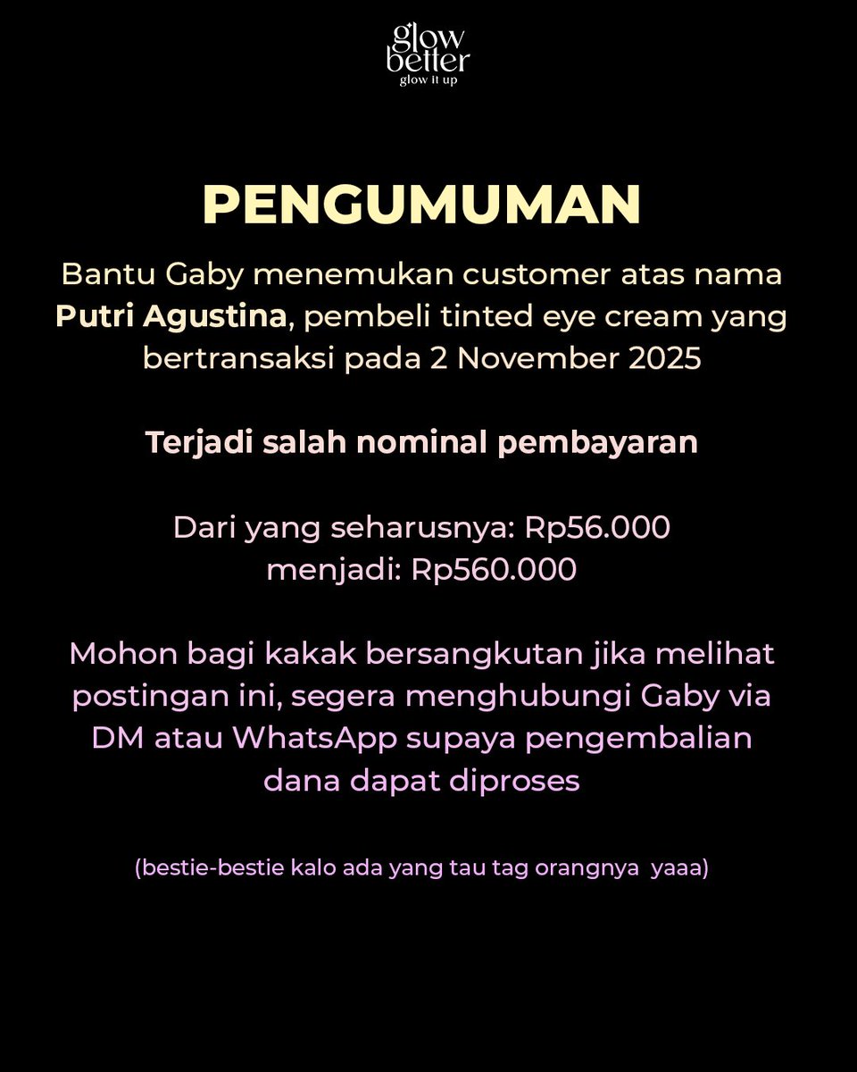 glowbetter_id's tweet image. X DO YOUR MAGIC🪄

Gaby udah berusaha nyari informasi kakaknya tapi masih belum ketemu🥲

please buat yang tau tag kakaknya yaaa🙏🏻🙏🏻

#pengumuman #salahtransfer