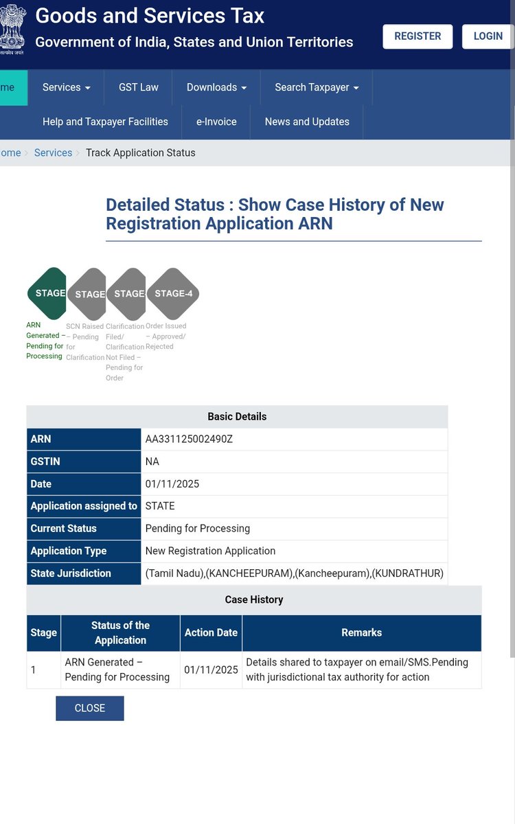 dineshad44's tweet photo. Dear @Infosys_GSTN @cbic_india 
Pending with jurisdictional tax authorities for action

New Registration
ARN : AA331125002490Z

Kindly do the needful ASAP... 
Thanks in advance https://t.co/aR2C28Dm7A