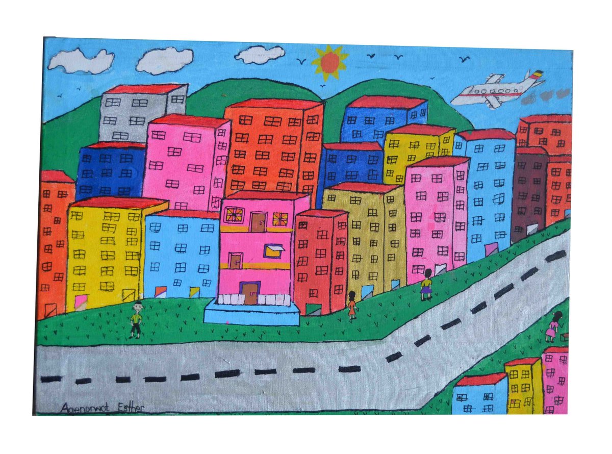 FacesUpUganda's tweet photo. How did you commemorate the #WorldCitiesDay?
As #facesup , we have this artwork (of a city drawn with the imagination of a child for the future) to share with you - as we all imagine and create a life with cities that make our lives better and healthier!
Link: https://t.co/jGCO0uthCK