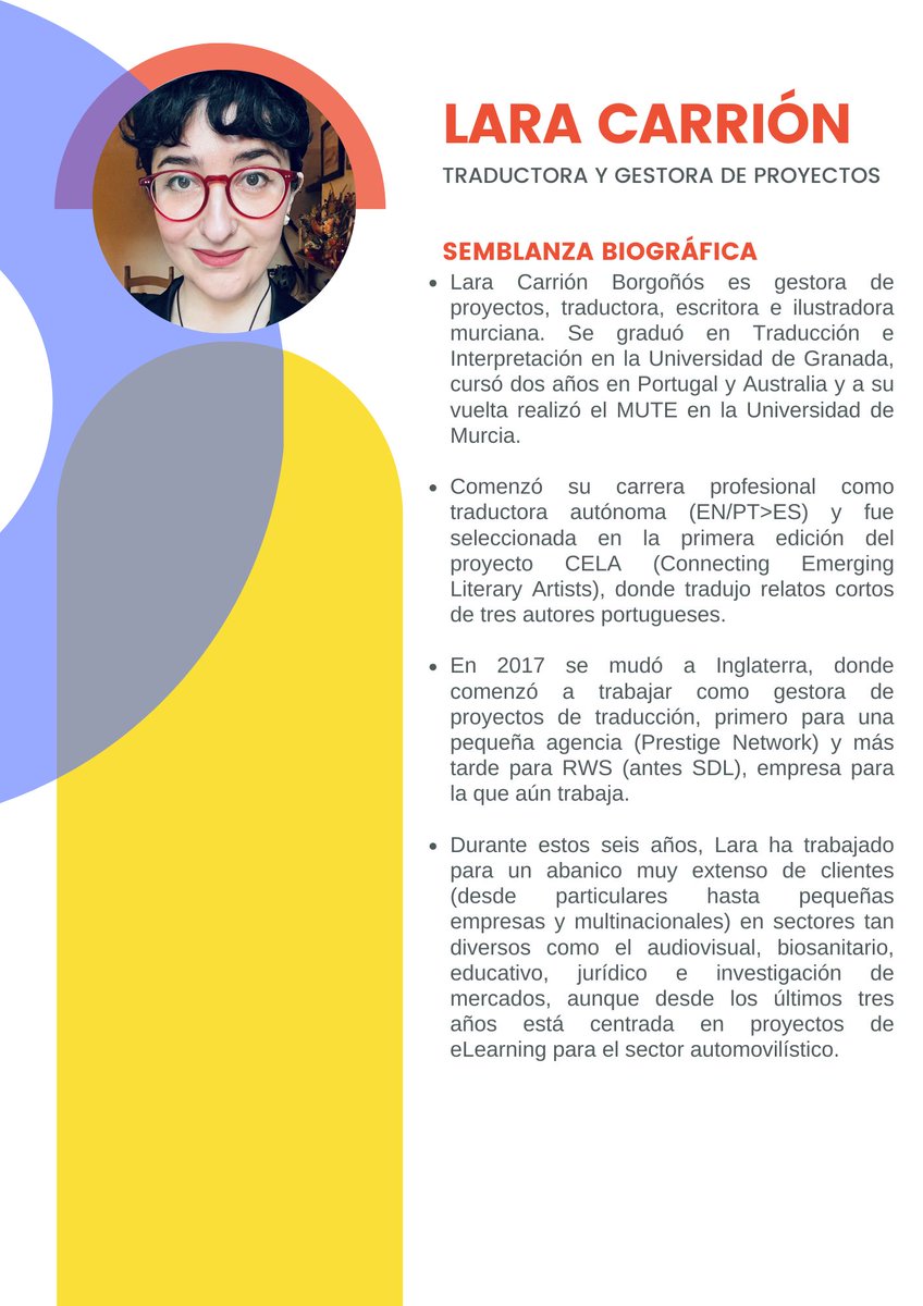 🔉Seguimos con las charlas de orientación profesional para el estudiantado del GTeIUM 🔉 Mañana miércoles, 5 de noviembre, es el turno de Lara Carrión, gestora de proyectos, traductora, escritora y exalumna del #MUTE, quien nos explicará en qué consiste la gestión de proyectos ⬇️
