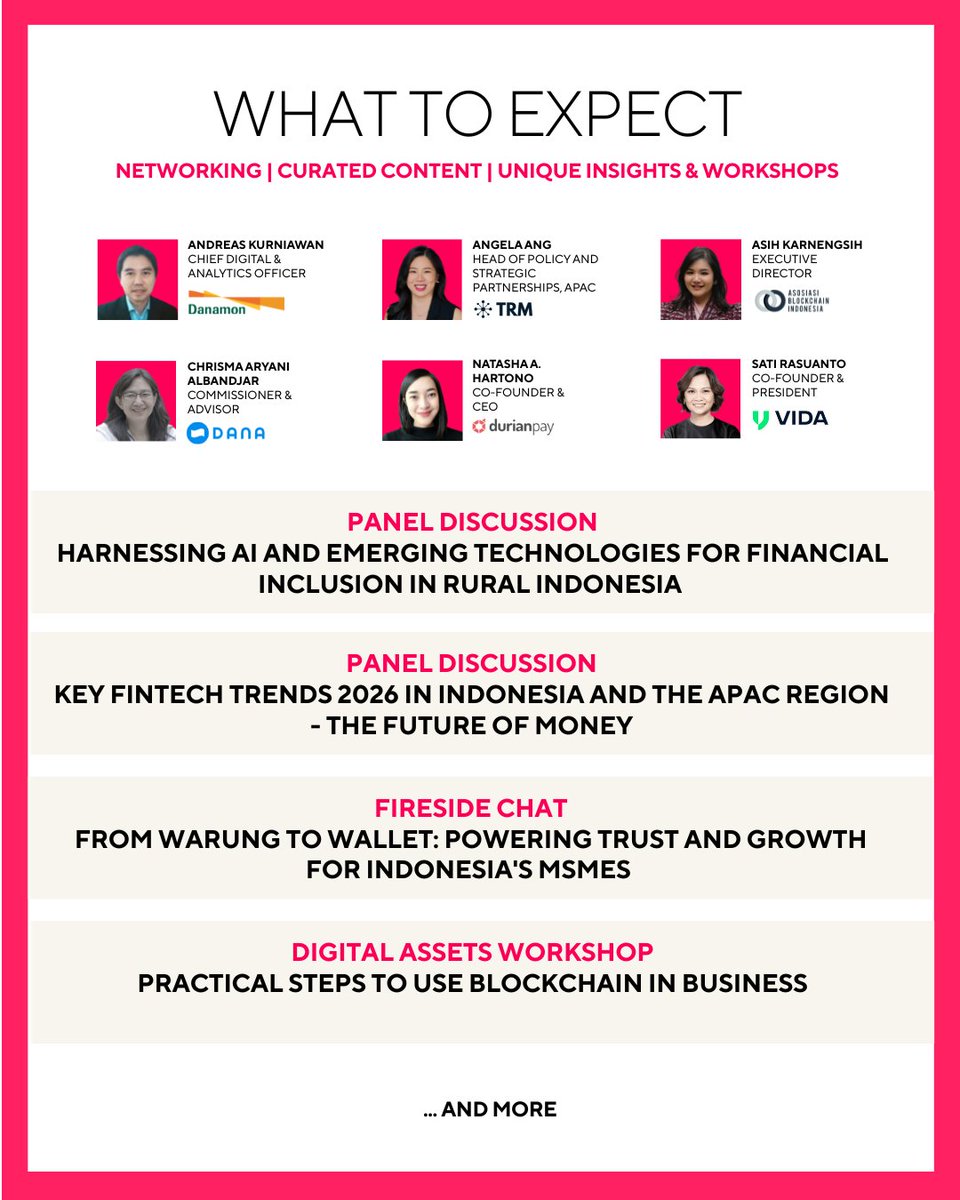 Money 20/20 Indonesia Summit is coming!🚀

Join 100+ fintech leaders on 4th Dec at Mandarin Oriental Jakarta 🇮🇩 for a day of AI, digital assets &amp; fintech innovation.

🎤 Speakers from ABI, DANA, Danamon &amp; more.
🎟️ FREE registration: asia.money2020.com/roadshows/indo…

#Money2020Indonesia