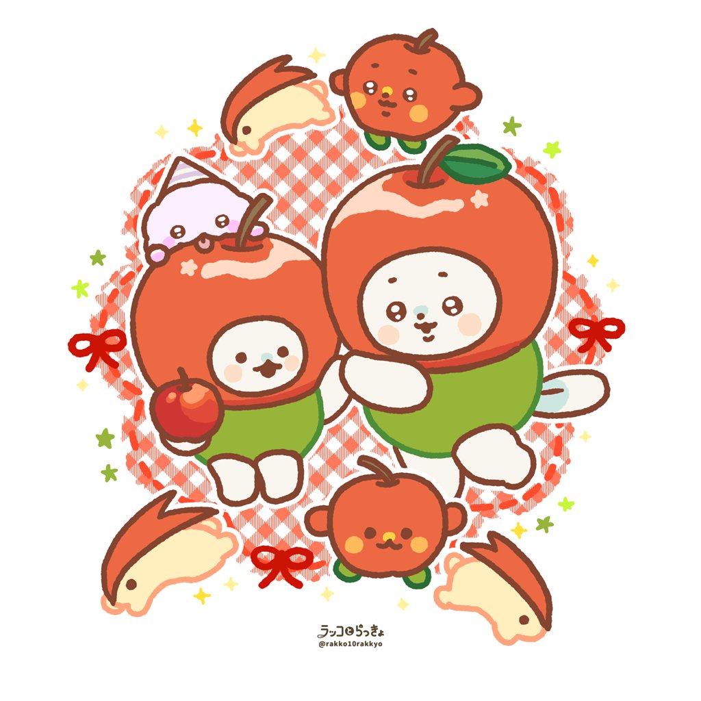 【いいりんごの日🍎】
重いりんごの方が果汁が多くて美味しいらしいよ〜！
#いいりんごの日 #ゆるいイラスト #illustration  #ラッコとらっきょ